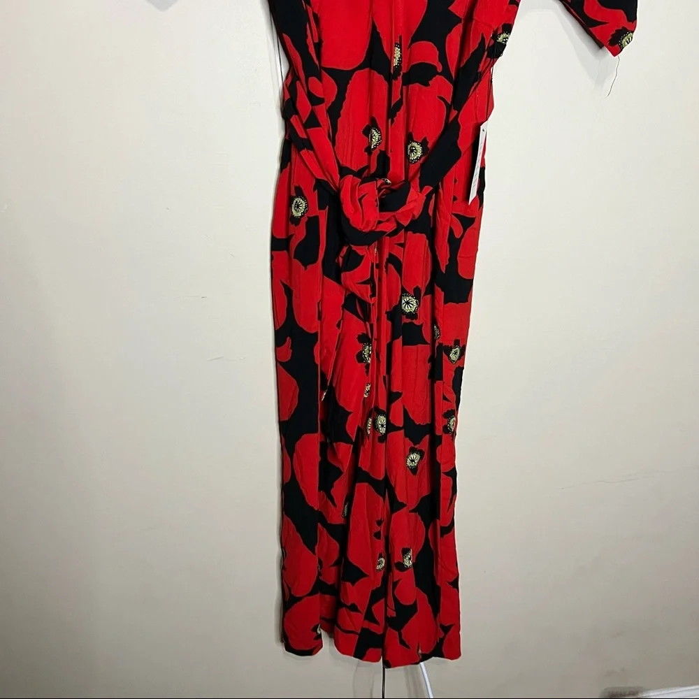 NWT ELOQUII WIDE LEG FLORAL RED JUMPSUIT SIZE 14 - Picture 4 of 12
